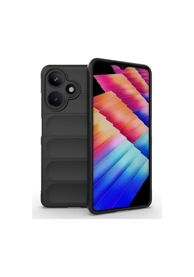 İnfinix Hot 30 Kılıf Esnek Tpu Oyuklu Arka Yüzey Tasarımlı Zore Etnik Silikon Kapak Siyah