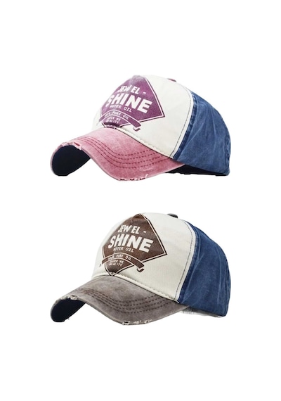 Tezzgelsin Unisex Eskitme Jewel Shine Ayarlanabilir Beyzbol Kep Şapka Baseball Şapka 2'li Set Kırmızı Kahverengi