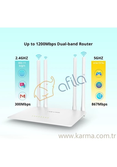 Lb-link 1200 Mbps 2.4g + 5g Çift Bantlı 4 Portlu Wireless Router Bl-w1210m