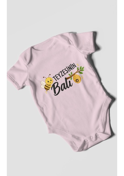 Morivokids Teyzesinin Balı Kısa Kollu Bebek Body %100 Pamuk Zbn225-kk Bebe Pembe