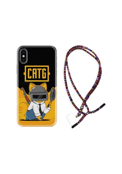 Apple Uyumlu iPhone XS Max Kılıf Rasta Boyun Askılı Cat G 1677