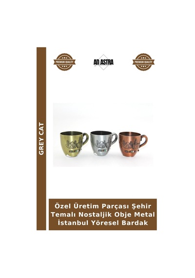 Özel Üretim Parçası Şehir Temalı Nostaljik Obje Metal İstanbul Yöresel Bardak Çok Renkli