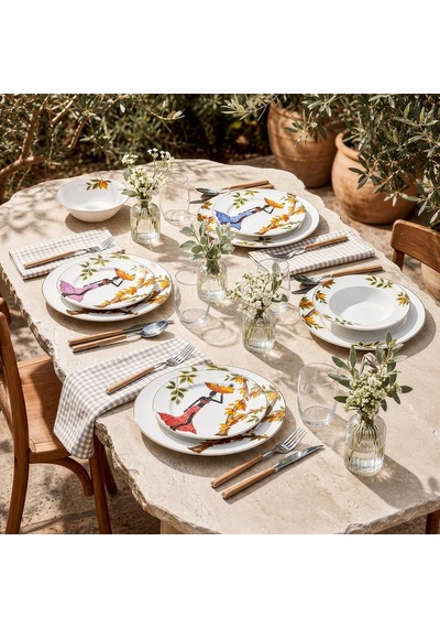 Elegance Bone Samira 24 Parça 6 Kişilik Yemek Takımı Çok Renkli