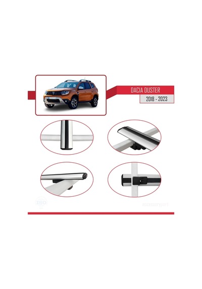 Dacia Duster 2018-2023 Arası İle Uyumlu Basic Model Ara Atkı Tavan Barı Gri 3 Adet