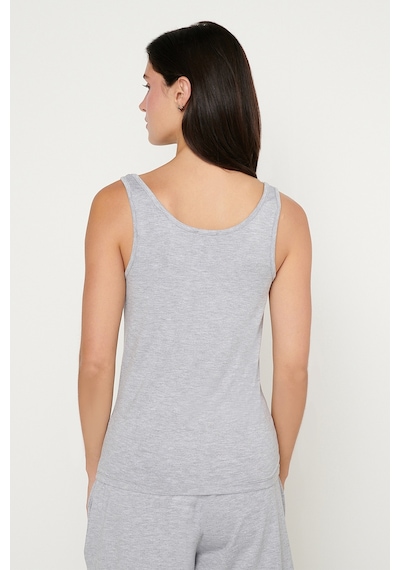 AC&Co / Altınyıldız Classics Kadın Grı Melanj Yumuşak Dokulu Nefes Alabilen Rahat Slim Fit Bisiklet Yaka Esnek Örme Atlet Gri Melanj