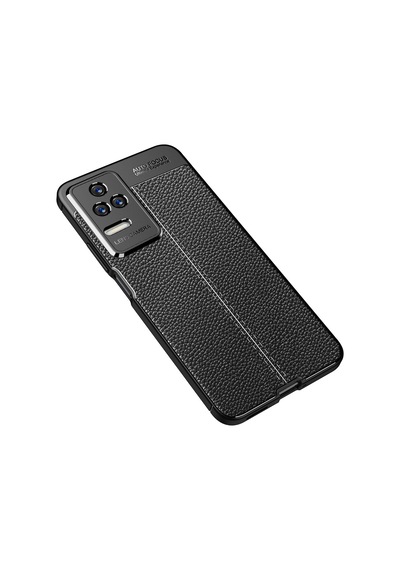 Xiaomi Poco F4 Kılıf Deri Görünümlü Silikon Kamera Korumalı Üstün Koruma Pazarplus Siyah