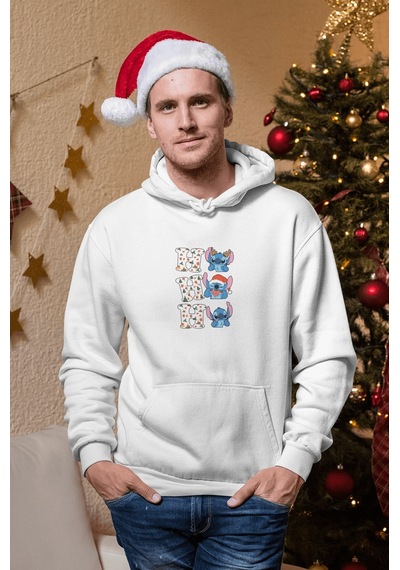 Stitch Yılbaşı Hohoho Kapşonlu Sweatshirt 001