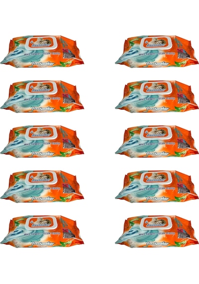 Freshmaker Islak Havlu Mendil - Alkolsüz - Ph Dengelenmiş - Çiçeksi Kokular - 90 Adetlik 10 Paket 10'lu Set