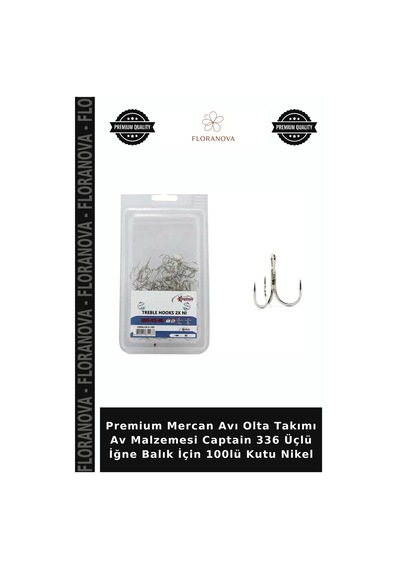 Premium Mercan Avı Olta Takımı Av Malzemesi Captain 336 Üçlü İğne Balık İçin 100lü Kutu Nikel 5