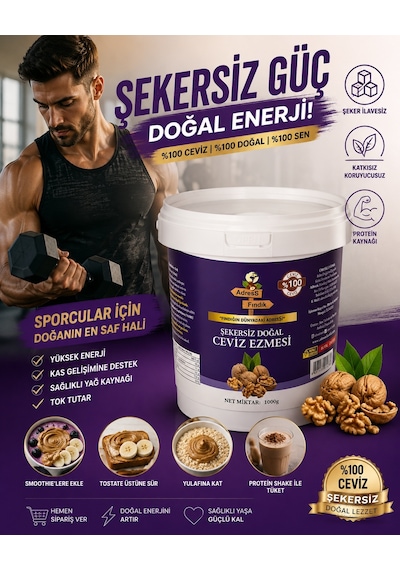 Adress Fındık Şekersiz Ceviz Ezmesi 1 KG