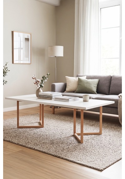 Blom Orta Sehpa Kayın Ahşap Ayaklı 120x60cm Beyaz-kayın Bl3-wk