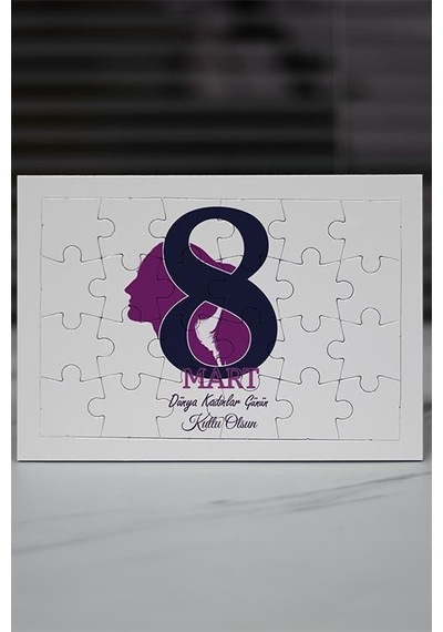 Kadınlar Gününe Özel Puzzle & Motto Fincan & Yapay Çiçek Hediye Seti Kadınlar Günü Hediyesi