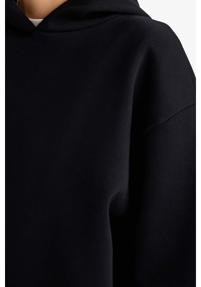 Defacto Relax Fit Kapüşonlu Basic Düz Kalın Sweatshirt D9935ax25wnbk81 Siyah