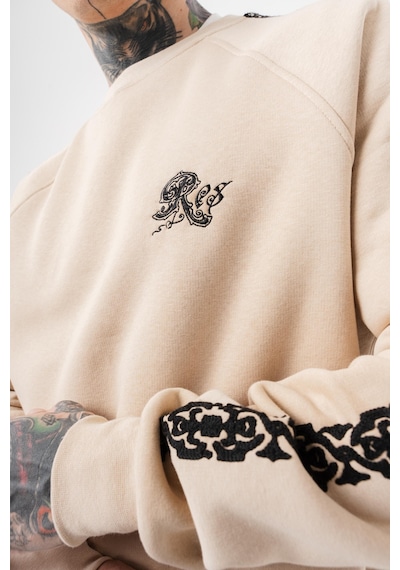 Respire Erkek Empire Of Res Nakışlı Oversize Sweatshirt Bej
