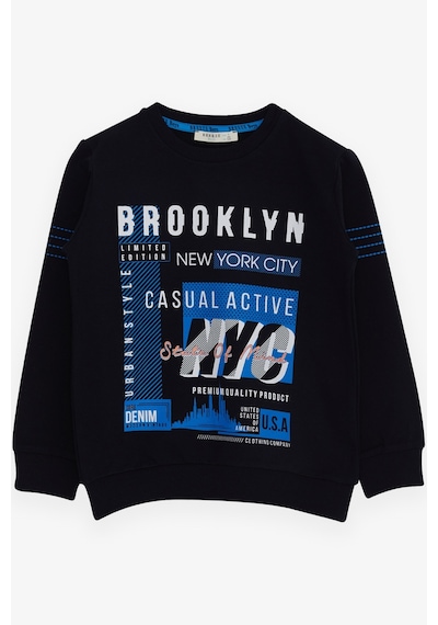 Breeze Erkek Çocuk Sweatshirt Yazı Baskılı 7-12 Yaş, Lacivert