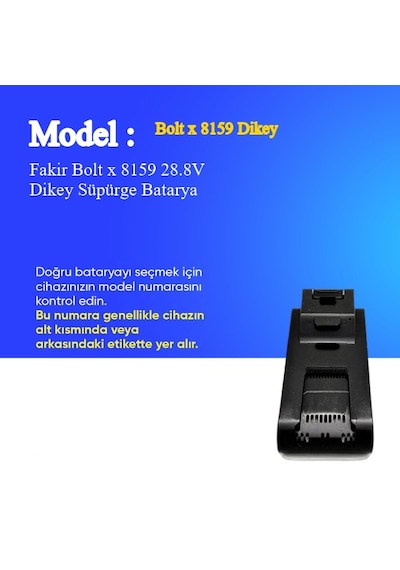 Fakir Bolt X 8159 28.8v 3500mah Dikey Süpürge Bataryası -  Uyumlu Uzun Ömürlü, Yüksek Performans Pil