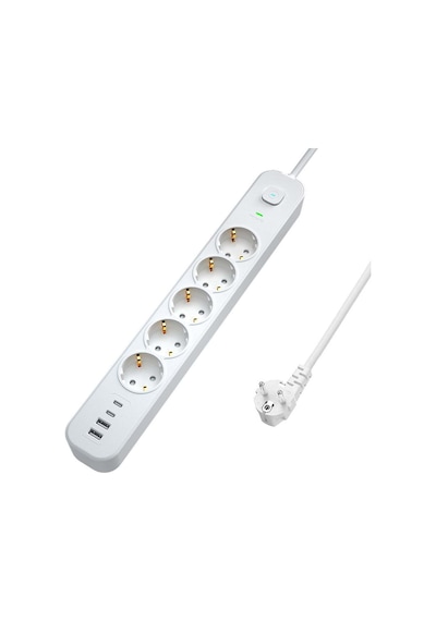 Çeşithane Akım Korumalı 5'li Priz Ve 4 Usb Portlu Güç İstasyonu - Çoklu Soketli, Usb Şarj Destekli V 2