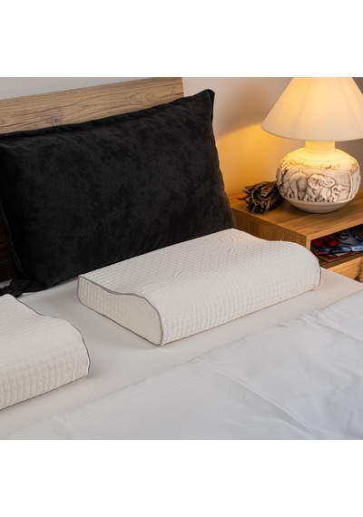 Ortopedik Visco Yastık Boyun Destekli Yastık Aylona Doğal Viskon Kılıflı Visko Yastık 55x35x11-7 Cm Genel