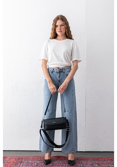 Just Polo Kadın Zoya Model Yumuşak Deri Görünümlü Omuz Çantası Ve Çapraz Askılı Baget Çanta Siyah 37924683