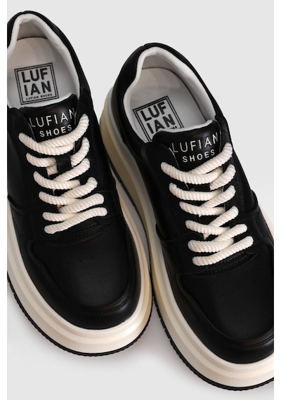 Lufian Laura Kadın Deri Sneaker Ayakkabı Siyah Bej