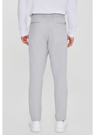 AC&Co / Altınyıldız Classics Erkek Grı Slim Fit Dar Kesim Beli Bağlamalı Yan Cep Armürlü Casual Pantolon Gri