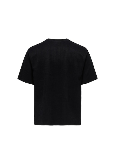 Only & Sons Erkek Jakarlı Bisiklet Yaka Siyah T-shirt - 22037430