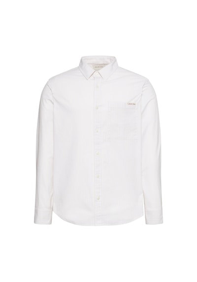 Calvin Klein Ls Yd Erkek Çizgili Oxford Beyaz Klasik Gömlek-13084 Chalk