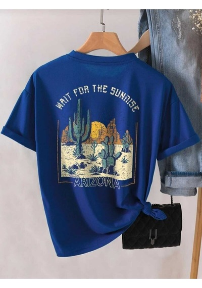 Kozia Outdoors Malkoçbey Arizona Baskılı T-shirt Saks Mavi