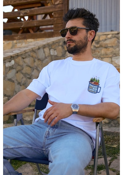 Velvoria Unisex Oversize Beyaz Sometimes Bear T-shirt