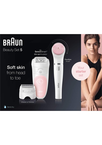 Braun Silk-épil Güzellik Seti 5 Başlangıç Islak Ve Kuru 5-885 Kadın Epilatörü 4'ü 1 Arada Kablosuz