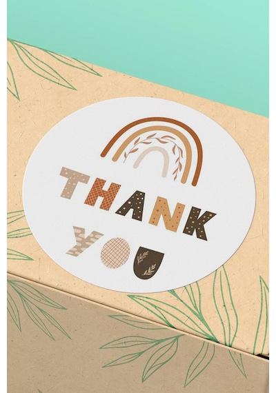 90 Adet Thank You Teşekkür Etiketi Boho Gökkuşağı 3x3cm St2048 Çok Renkli
