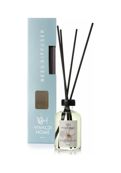 Vivaldi Home Beyaz Çiçekler Çubuklu Oda Kokusu Esansiyel Uçucu Yağ 50 ML