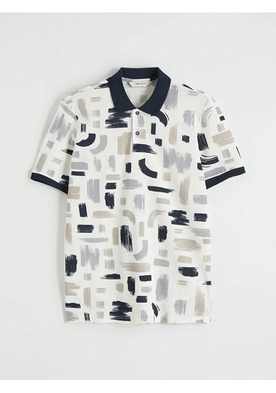 Lc Waikiki Lacivert Polo Yaka Desenli Pike Erkek Tişört