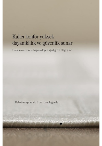 Krem Oturma Odası Halısı Kolay Temizlenebilir Yumuşak Dokulu Ve Kaymaz Taban Şık Salon Halısı