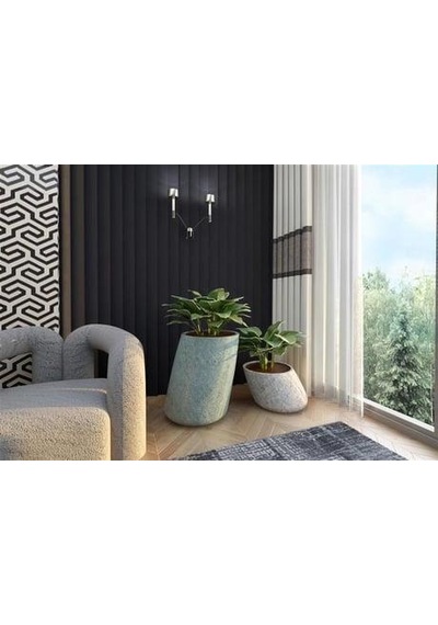 Nuano Consept Flora Serisi Yuvarlak Saksı Koyu Gri 56x80