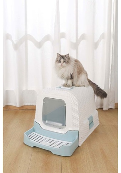 M-pets Eco Rattan Kapalı Kedi Tuvaleti Mavi 69x42x41 Cm 244-53034.01