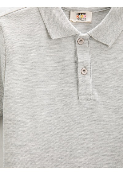 Koton Basic Polo Yaka Tişört Kısa Kollu Düğme Detaylı Gri 3skb10023tk 3SKB10023TK023 Gri