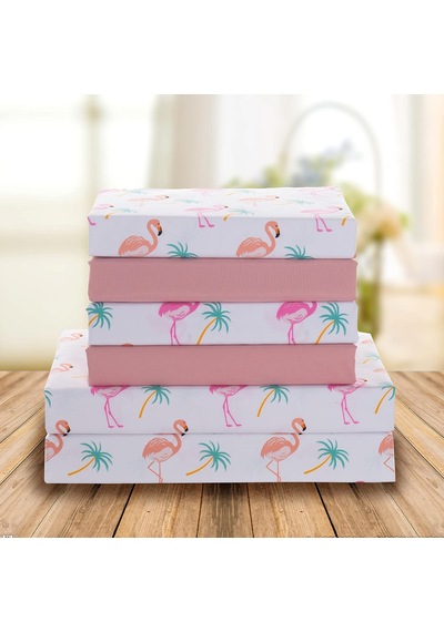 Lexroo Ultra Yumuşak Çift Fırçalı 6 Parça Mikrofiber Çarşaf Seti Güzel Tropikal - Flamingo, Queen Çok Renkli