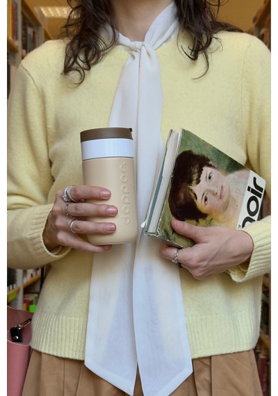 Dopper Travel Mug Yalıtımlı Termos Bardak 300 Ml - Toprak Kahvesi Açık Kahve / Beyaz