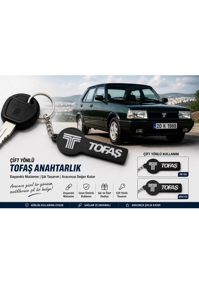 Tofaş Anahtarlık , Tofaş Logolu Çift Yönlü Araç Anahtarlık - Hediyelik Tofaş Araba Anahtarlığı