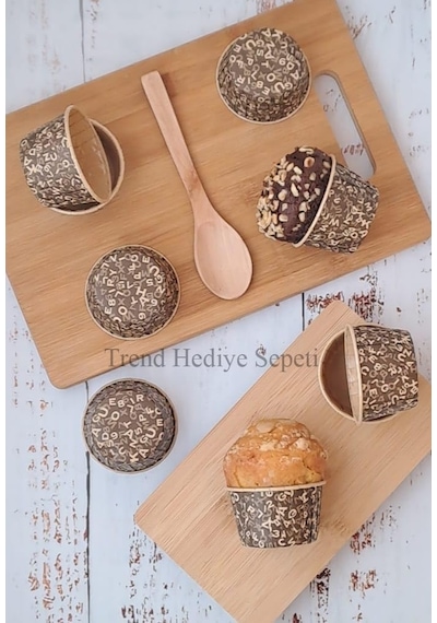 Trend Hediye Sepeti 50'li Kraft Kahverengi Desenli, Muffin Kek Kalıbı, Kek Kapsülü Cupcake Kalıbı, A Sku: Smg8690010562005 Açık Gri