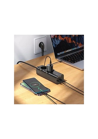 Jenerik 67w Hızlı Şarjlı Akıllı Çoklu Priz 2000w Güç, 2 Usb-c + 2 Usb-a Çıkışlı, Telefon & Laptop