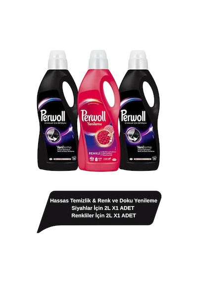 Perwoll Sıvı Çamaşır Deterjanı Siyah 2970 ML + Renkli 2970 ML + Vernel Max Şakayık 1440 ML