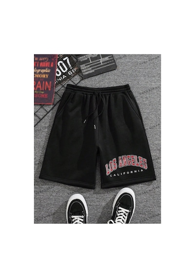 Tarzsokak Y2k Unisex Yaz Şort Bermuda Harajuka Anime Retro Kod-11397 Siyah