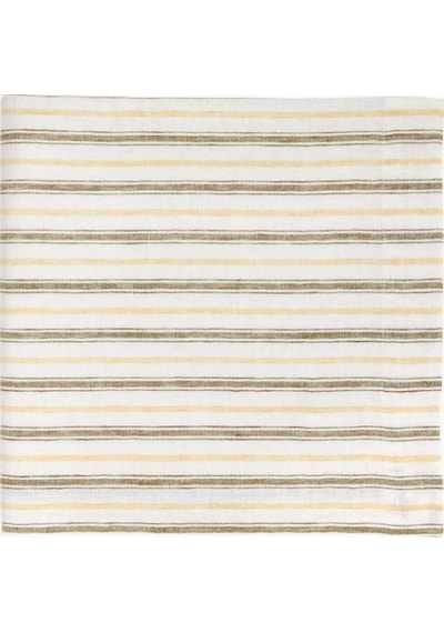 Crate & Barrel Jake Arnold Brighton Peçete, %100 Avrupa Keteni Renkli Çizgili Tasarım Runner Bej 55 X 55