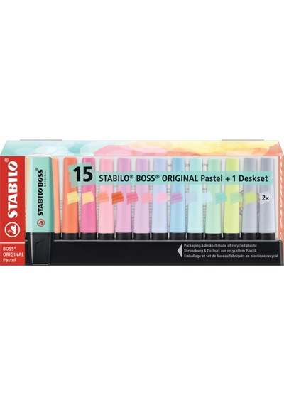 Fosforlu Kalem Boss Orıgınal Pastel 15 Li 7015-02 Çok Renkli