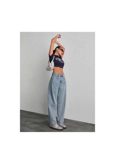 Kene Jeans Buz Kar Ön Detaylı Yan Parçalı Baggy Jeans Kot/denim Pantolon Buz Kar
