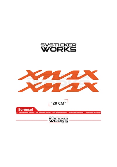 Yamaha Xmax Uyumlu Yazı Sticker Yüksek Kalite Özel Kesim Folyo 2'li Set Turuncu