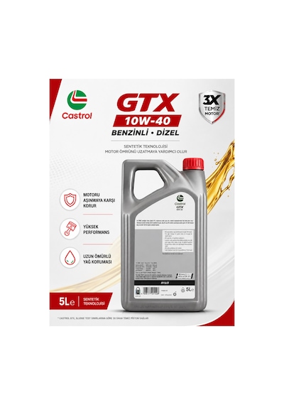 Castrol Gtx 10W-40  Sentetik Teknolojili Benzinli Dizel Motor Yağı