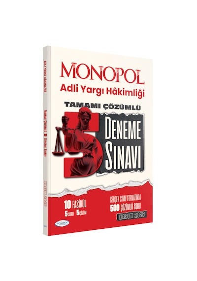 2025 Adli Yargı Hakimliği Tamamı Çözümlü 5 Deneme Sınavı Monopol Yayınları